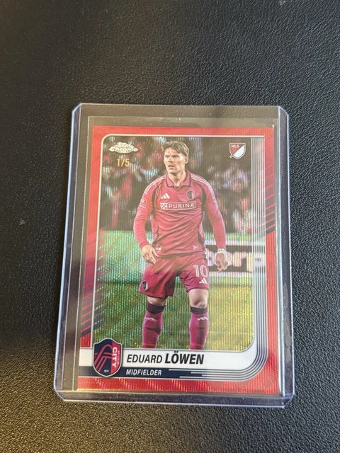 Eduard Lowen 2025 Topps Chrome MLS Red Wave Refractor /5 SSP St. Louis City