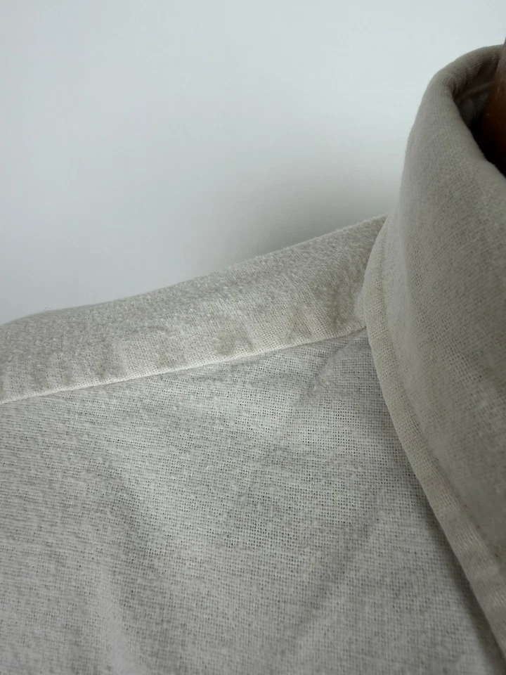 Camisa de Franela Gamuza Años 90 De Colección Hombres XL Marfil Mínimo Pesado Algodón Claybrooke Foto 4 de 4