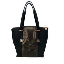 Ted Baker Handbag Designer Black and Gold Leather Logo Shoulder Strap Pockets