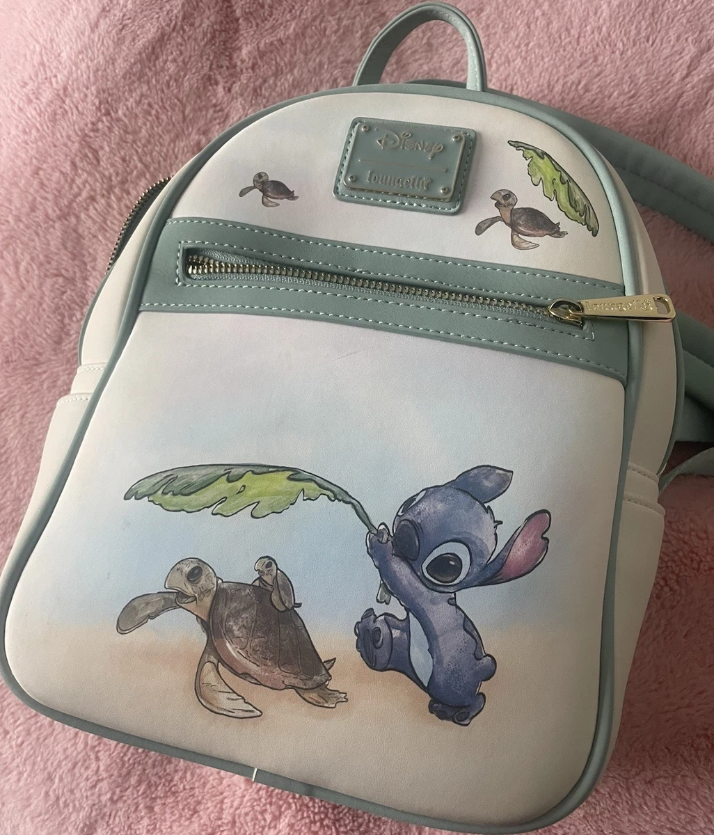 Stitch Loungefly Gray and Green Backpack Stitch Embroidered Floral Drawstring Mini Backpack | Loungefly main image 4
