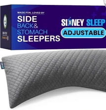 Sidney Sleep Side Sleepers Pillow  Size  King  Adjustable Memory Foam BackGrey