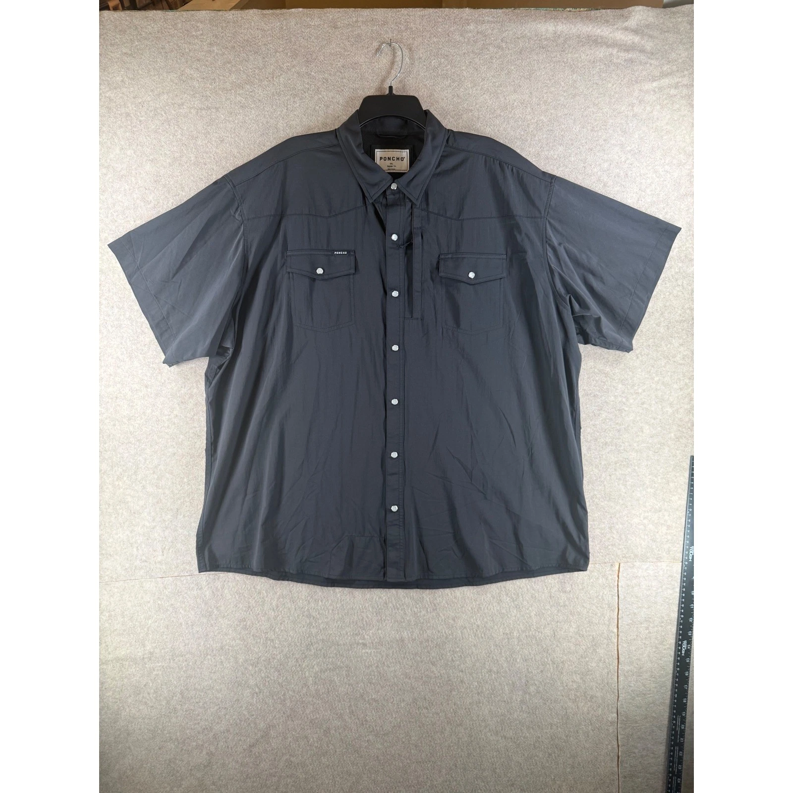 Poncho Western Fishing Shirt 3XL Gray Short Sleeve Snap Front SH-NY-WS-SS-1010