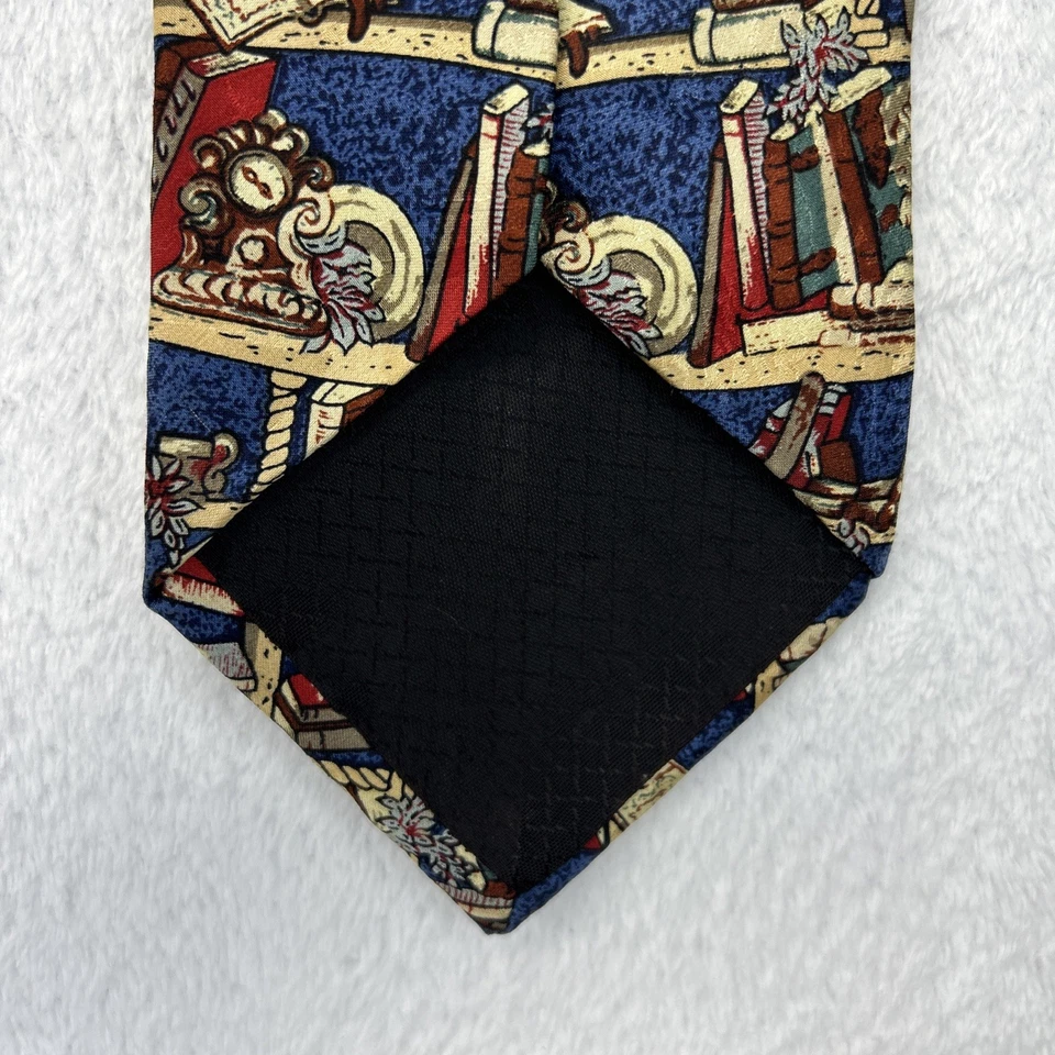 Museum Artifacts Bookshelf Theme Men’s Necktie 3.75”x 59” Handmade 100% Silk - Image 3 of 4