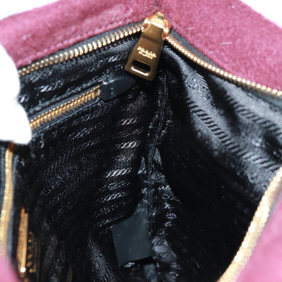 PRADA Clutch Bag Fur Bordeaux Gold Auth 168291V thumbnail 17