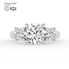 Round Diamond Trilogy Ring Platinum Labgrown 4 Ct Solitaire