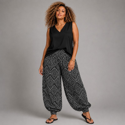 ROCKTHOSECURVES WOMENS HAREM PANTS LADIES BLACK GREY DIAMOND PLUS SIZE ALI BABA