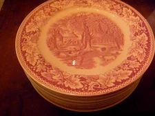 Vintage 10 Homer Laughlin Currier & Ives Home Sweet Home 10" Dinner Platers