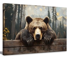 Nature Forest Bear Canvas Wall Art Wild Animals Forest Painting Picture Wall ...