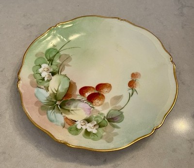 Antique Pickard Hand Painted Strawberry Plate Limoges France TV New Pallisy 1898
