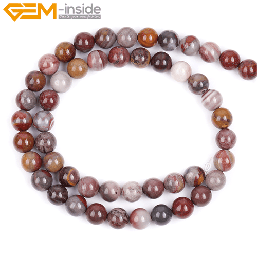 Round Natural Dark Red Fancy Fantasy Jasper Beads for Jewelry Making Strand 15" - Picture 11 of 25