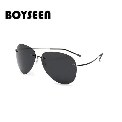 Gafas de sol polarizadas silueta de titanio marca ligera diseñador sin montura gafas para hombre - Imagen 24 de 30
