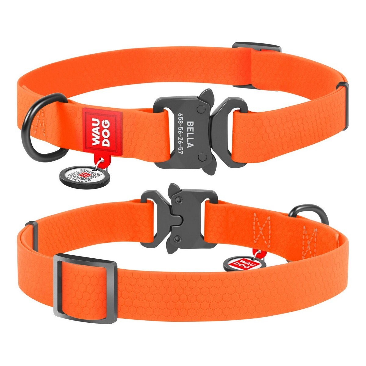Collar Dogs WAUDOG Waterproof with QR passport, metal fastex