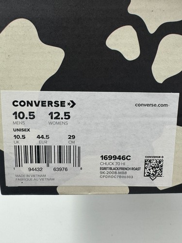 Scarpe Converse x Brain Dead Chuck 70 Hi 'Cow Print' Uomo 10,5 EUR 44,5 - 169946C - Foto 10 di 10
