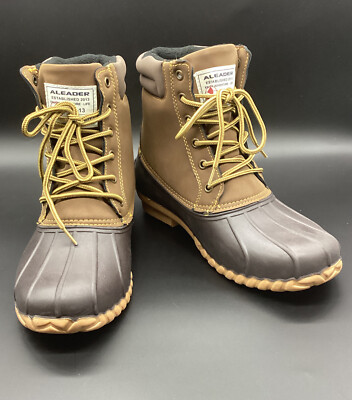 Aleader Men s Tan/Taupe Waterproof Fur Lined Insulated Duck Boots Sz. 8M NEW