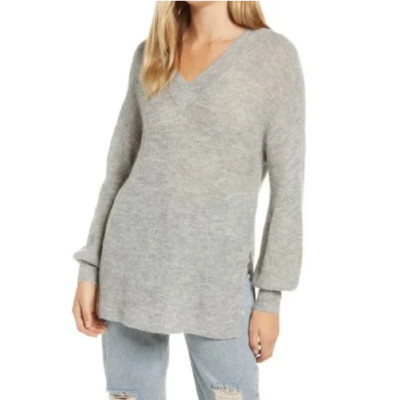 Vero Moda Women's Vilma Long Sleeve V-Neck Knit Sweater Pullover Gray S, NWT