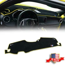 Car Dashboard Dash Mat Yellow Edge Sun Non-Slip Pad Fits 2016-2017 Chevy Camaro
