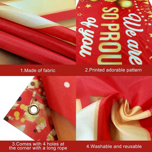 KatchOn Red We are So Proud of You Banner - XtraLarge 72x44 Inch | Graduation... - Picture 5 of 9