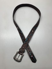 Ariat Leather Buckle Rhinestone Brown Belt Size XL