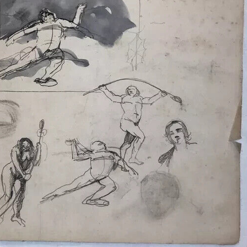 Vintage Original Drawing Sport, Athletism, Portrait Men - Picture 6 of 8