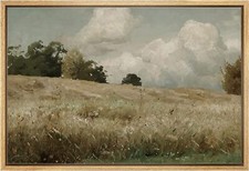 Countryside Field Nature Wall Art Vintage Landscape Framed Canvas Print