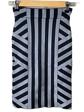 BCBG Maxazria Women's Black Gray Sz XXS Fitted Bandage Stretch Mini Pencil Skirt
