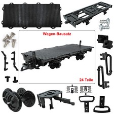 Flachwagen schwarz als modularer Spur-G Bausatz Selbstbau Modell für Gartenbahn