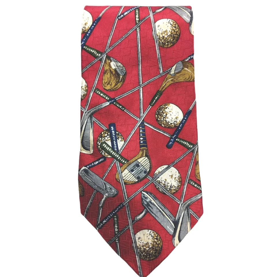 Gravata Claybrooke vermelha tacos de golfe seda novidade - Imagem 4 de 4