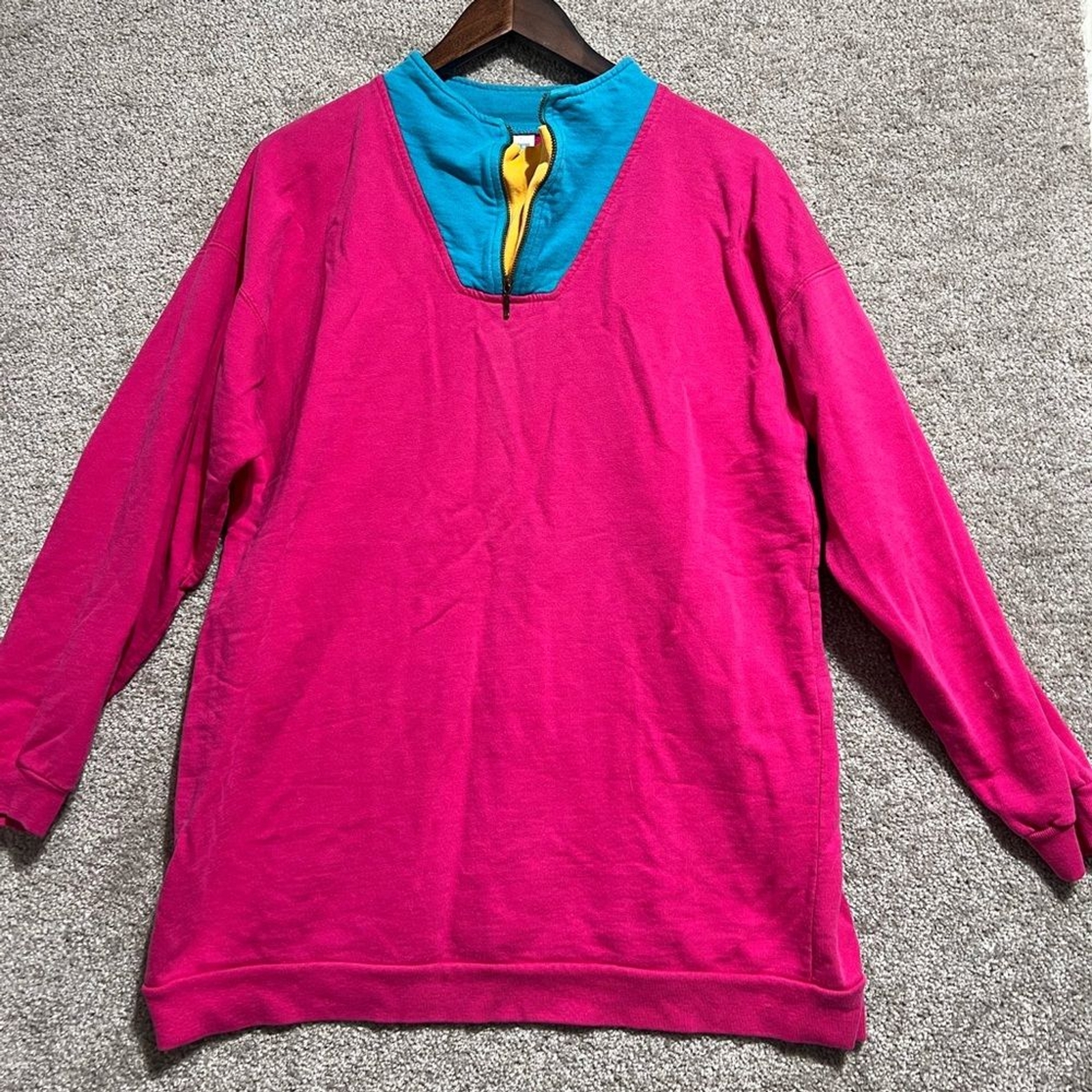 Retro 90s Cheetah Mervyns Size Medium Color block 1/4 Zip Sweatshirt ...