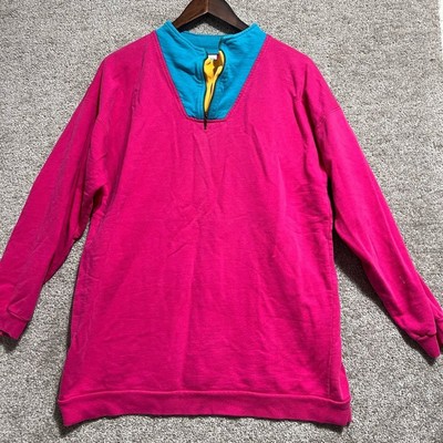 Retro 90s Cheetah Mervyns Size Medium Color block 1/4 Zip 
