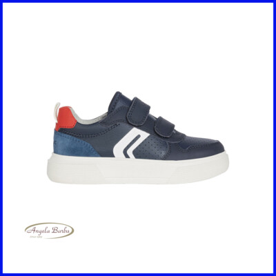 Geox Schuhe Ab Kind Turnschuhe aus Leder für Junge Sport Casual für Sommer Blau
