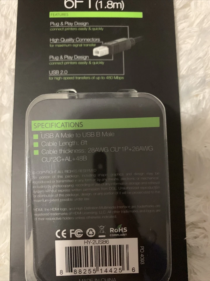 HYPE™ 6 ft. USB 2.0 Printer Cable - Connects any PC or MAC® - Image 3 of 4