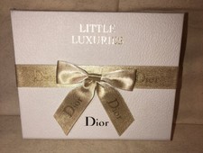 Authentic Dior 4 Mini Parfum White Pebbled Gift Box w/ Gold Logo Ribbon