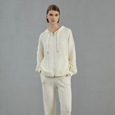 Brunello Cucinelli Womens Wool Suit Hooded Sweater Cardigan + Knitted Trousers Brunello Cucinelli Womens Wool Suit Hooded Sweater Cardigan + Knitted Trousers - Image 1