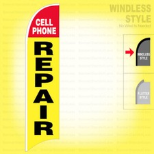 CELL PHONE REPAIR - Windless Swooper Flag 2.5x11.5 ft Feather Banner Sign yb