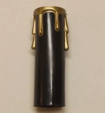 4" TALL BLACK PLASTIC EDISON STANDARD CANDLE COVER WITH GOLD DRIPS NEW 19923JB