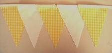 Yellow & White Gingham Fabric Bunting Wedding Bedroom Decoration 4 mt or more