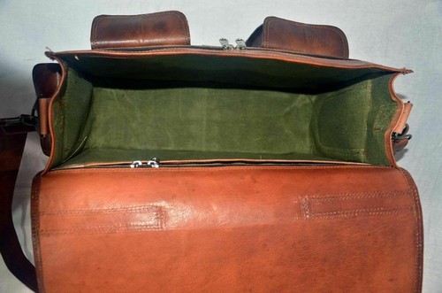 Vintage Handcraft Leather Bag Business Messenger Laptop Shoulder Briefcase Brown - Picture 2 of 4