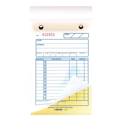 Rediform Sales Book 2-Part Carbonless 50 Sets 4-1/4"x7"Consecutively Numbered - Picture 3 of 3
