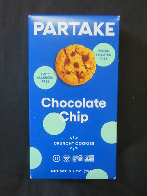 (1) Box Partake Chocolate Chip Crunchy Cookies 5.5 Oz Vegan & Gluten Free