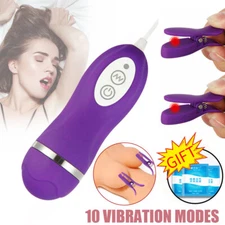 Vibrating Breast Nipple Clamps Clit Clip SM Bondage Vibrator Sex Toys Women US
