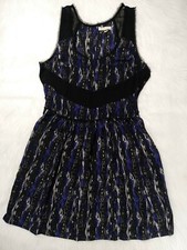 Silence + Noise Urban Outfitters Women's 4 Silk Sheer Black Blue White Dress 