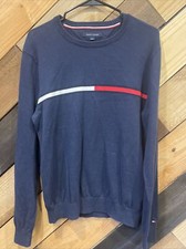 TOMMY HILFIGER Mens Crew Neck Light Sweater Medium Navy Blue Cotton