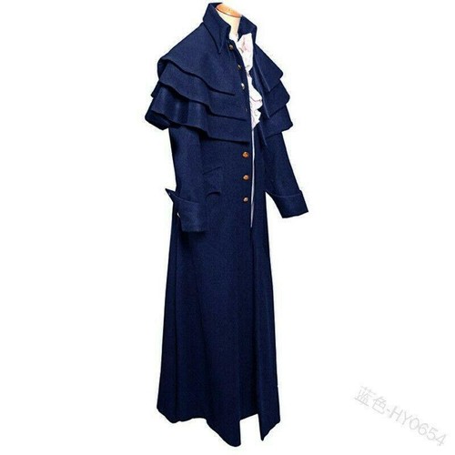 Medieval Men's Mid Long Jacket Coat Retro Gothic Victorian Fashion Cosplay Hot - Picture 8 of 29