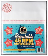 Resealable 45 RPM Outer Sleeves for Vinyl Records   Made 2mil Clear Polypropy...