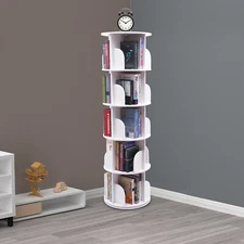 Freestanding 360?? Rotating Bookshelf Bookcase Storage Shelf Display Rack 5 Tier