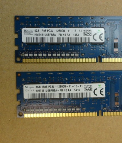 8GB Kit (2 x 4GB) SK Hynix HP 698650-154 PC3-12800U 1600MHz DDR3 Computer Memory - Picture 2 of 5