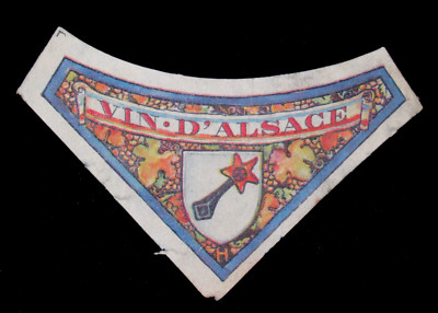 Vintage Wine Bottle Label Riesling D'Alsace for Jacobert France