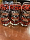 Vintage Coke-Cola Glasses Stained Glass Tiffany Style Design Set Of 3