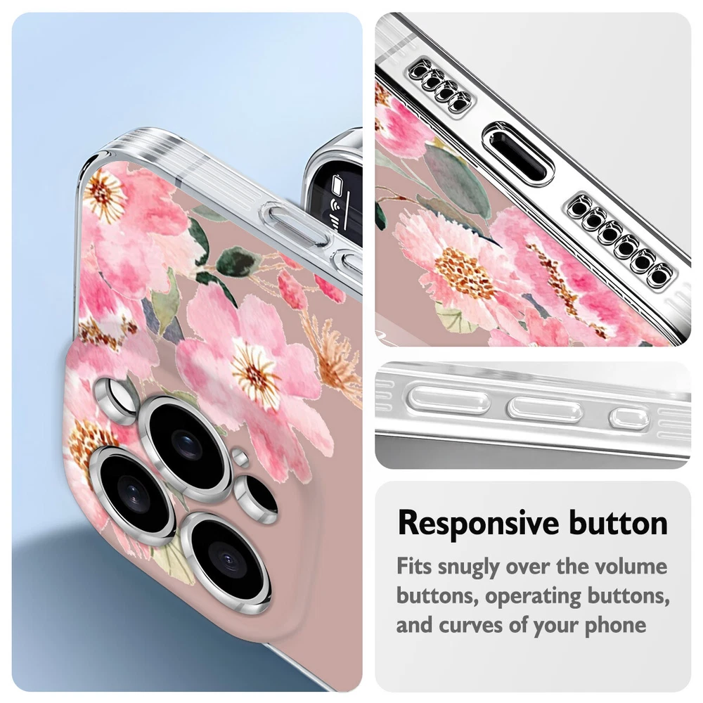 Floral TPU Phone Case for iPhone 15 16 Plus 14 13 12 11 XS Pro Max