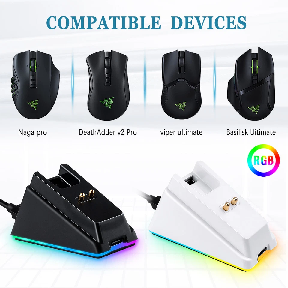 Ladestation für Razer Basilisk Ultimate/Viper Ultimate/Naga Pro kabellose Maus